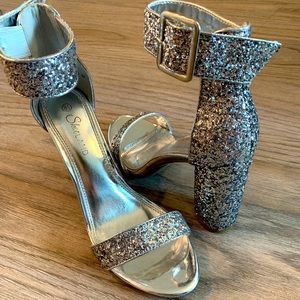 Solid Silver Sequin Heels